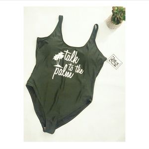 NWT size 20/22 one piece army green swimsuit graph
